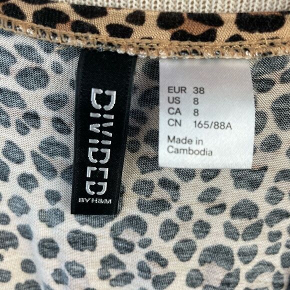 EUC Divided by H&M Leopard Long Sleeve Mini/Midi Dress Size 8 - Picture 5 of 5